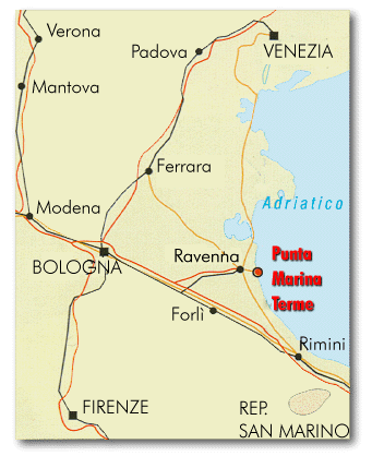 Cartina zona Ravenna - Punta Marina Terme